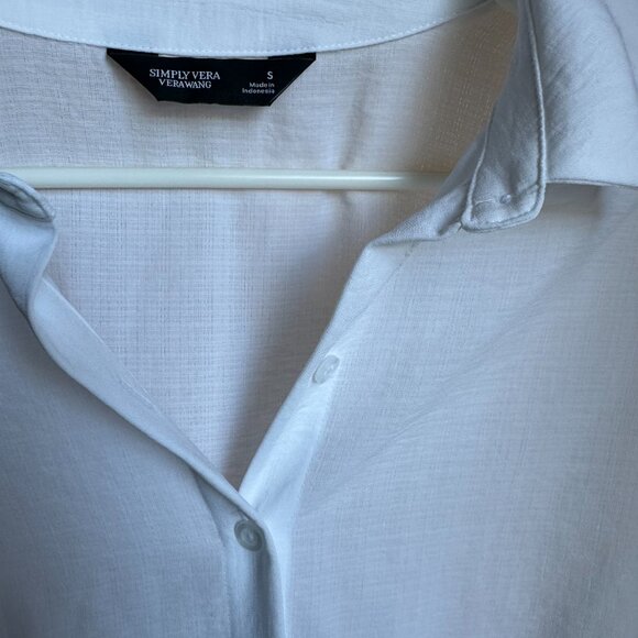 Simply Vera Vera Wang Knot-Front Roll-Tab Shirt - Small, White NWT - Picture 5 of 8
